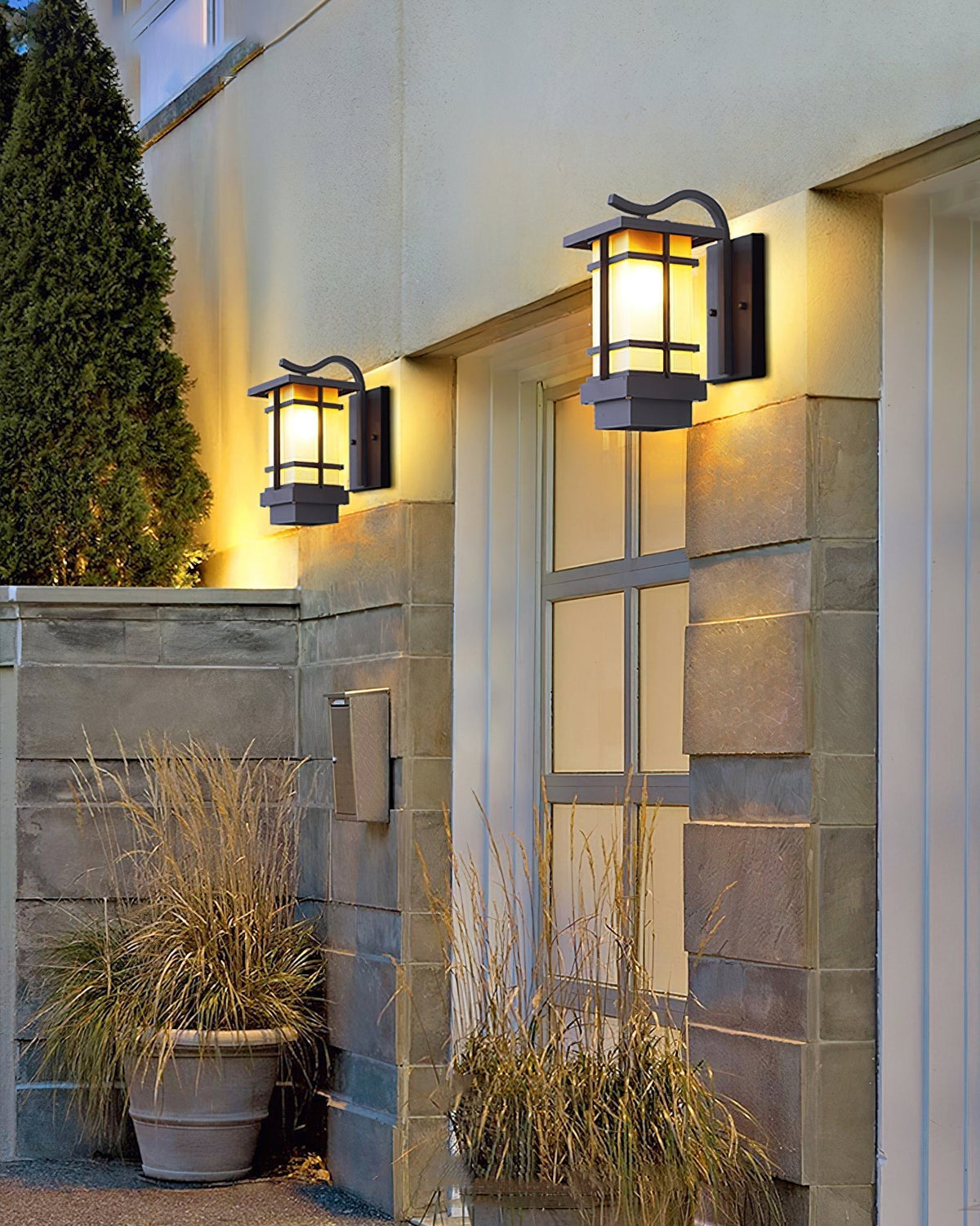 Madison Unique Glass Lantern Outdoor Wall Lamp