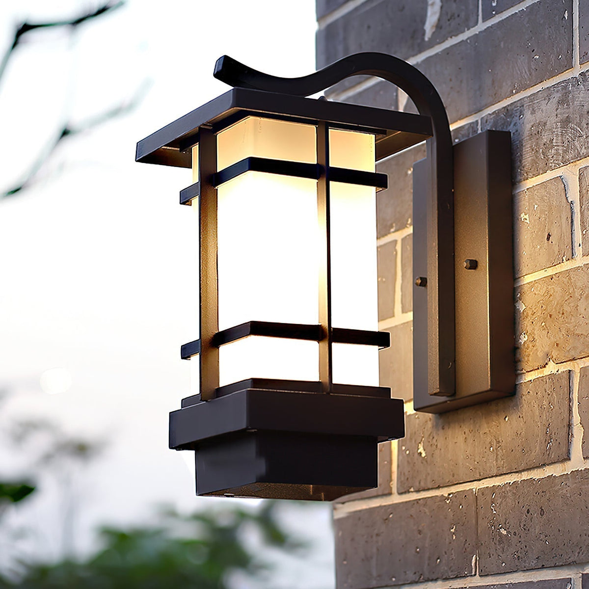 Madison Unique Glass Lantern Outdoor Wall Lamp