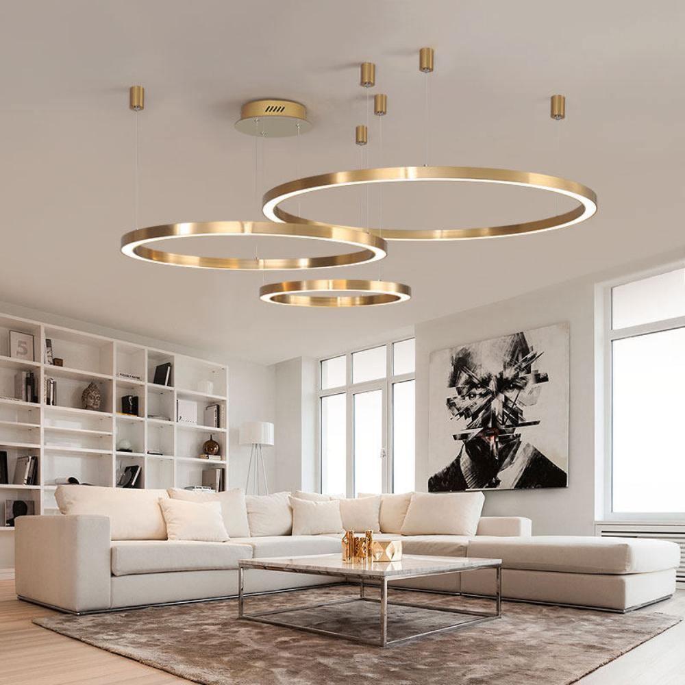 Dexlin Pendant Light LED Ring Gold Modern 3-Ring