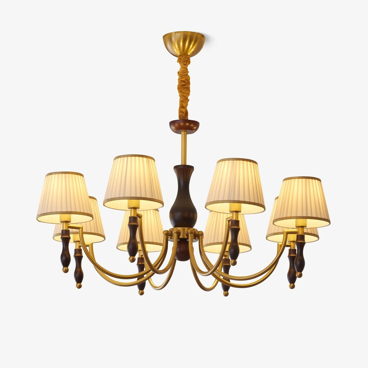Goro Chandelier Floral Shades and Walnut