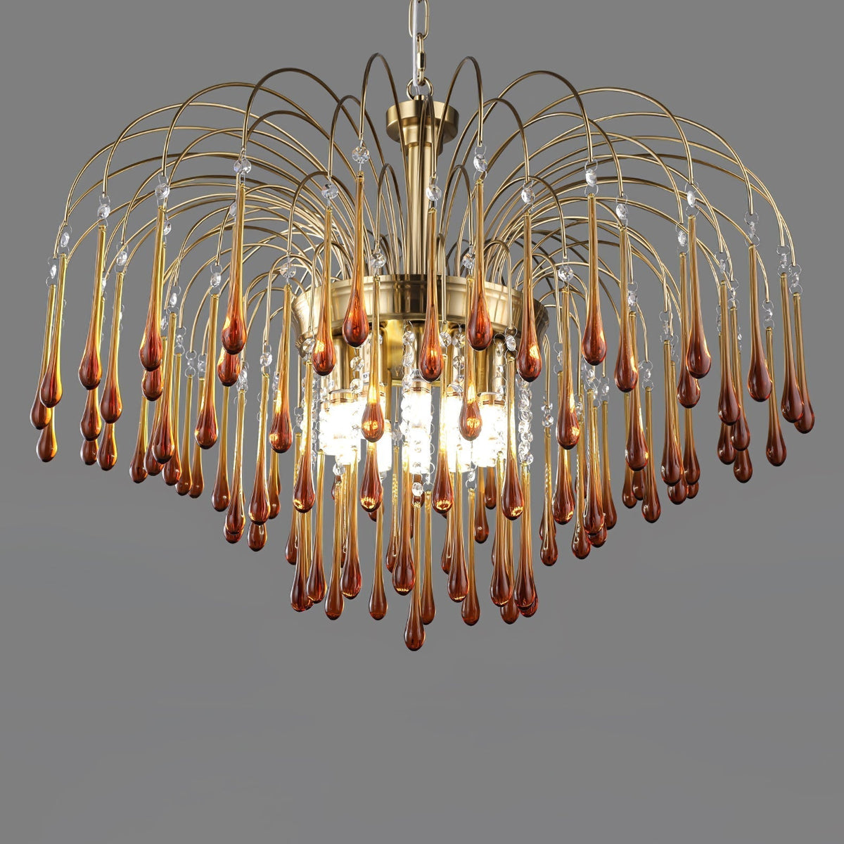 Ciel Chandelier Golden Arms and Crystal