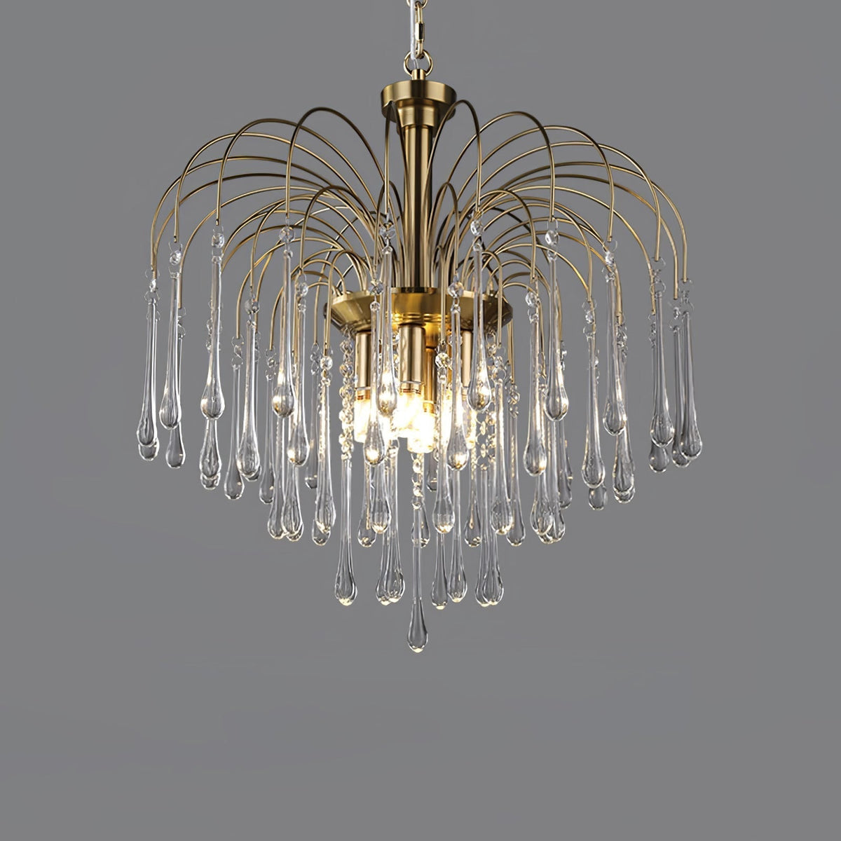Ciel Chandelier Golden Arms and Crystal