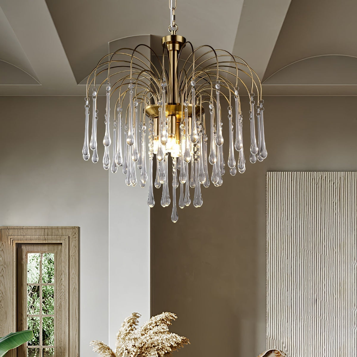 Ciel Chandelier Golden Arms and Crystal