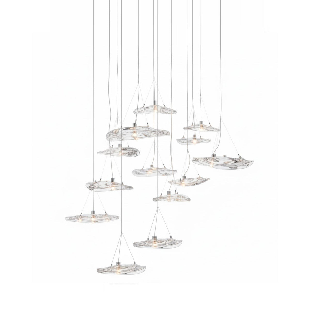 Glacial Float Cascade  Glass Chandelier