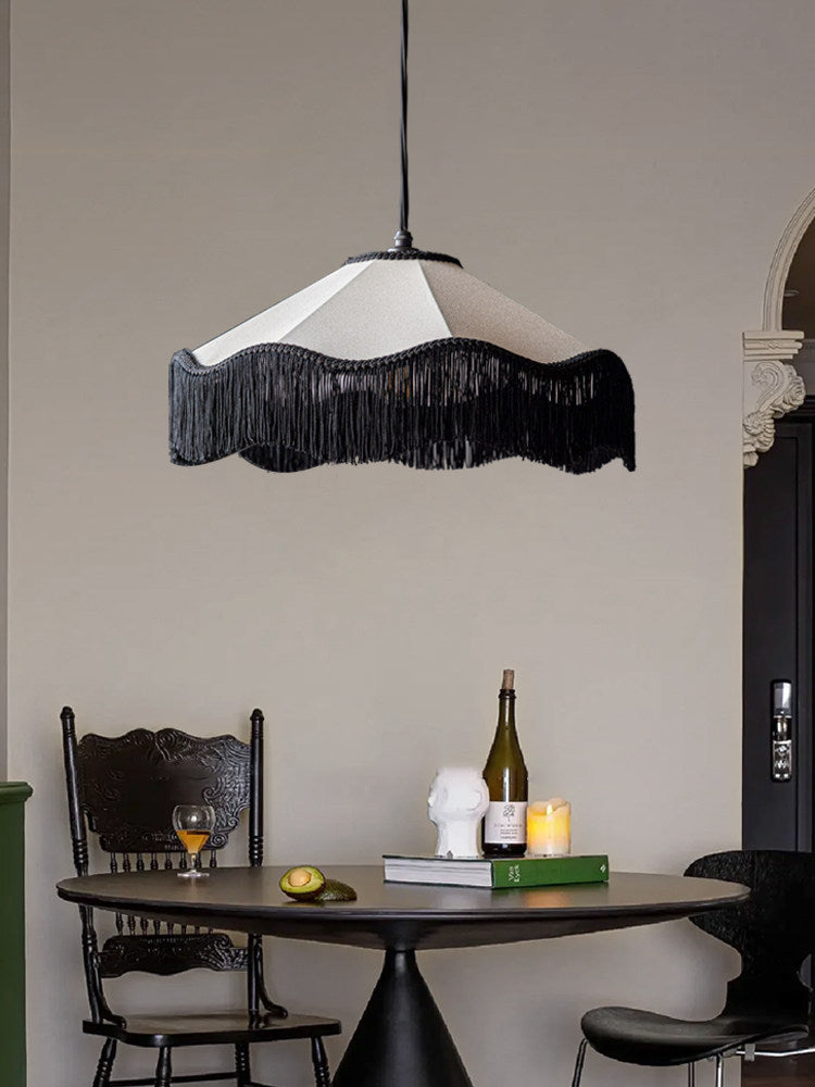 Elmsford Tasseled Fabric Pendant Lamp