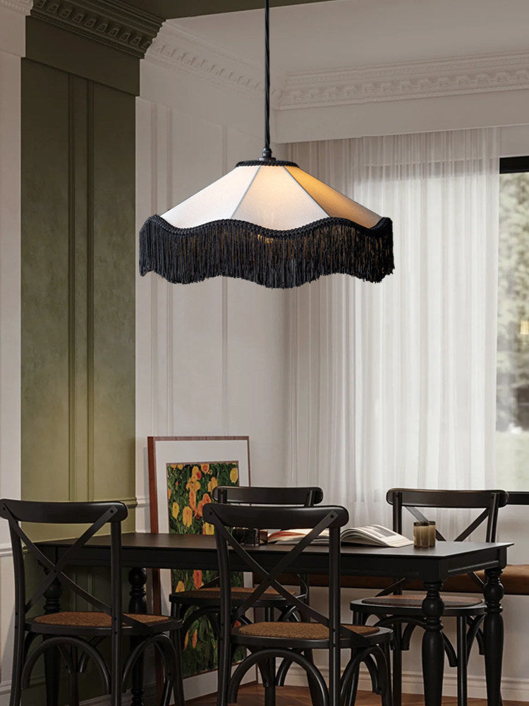 Elmsford Tasseled Fabric Pendant Lamp