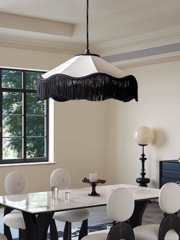 Elmsford Tasseled Fabric Pendant Lamp