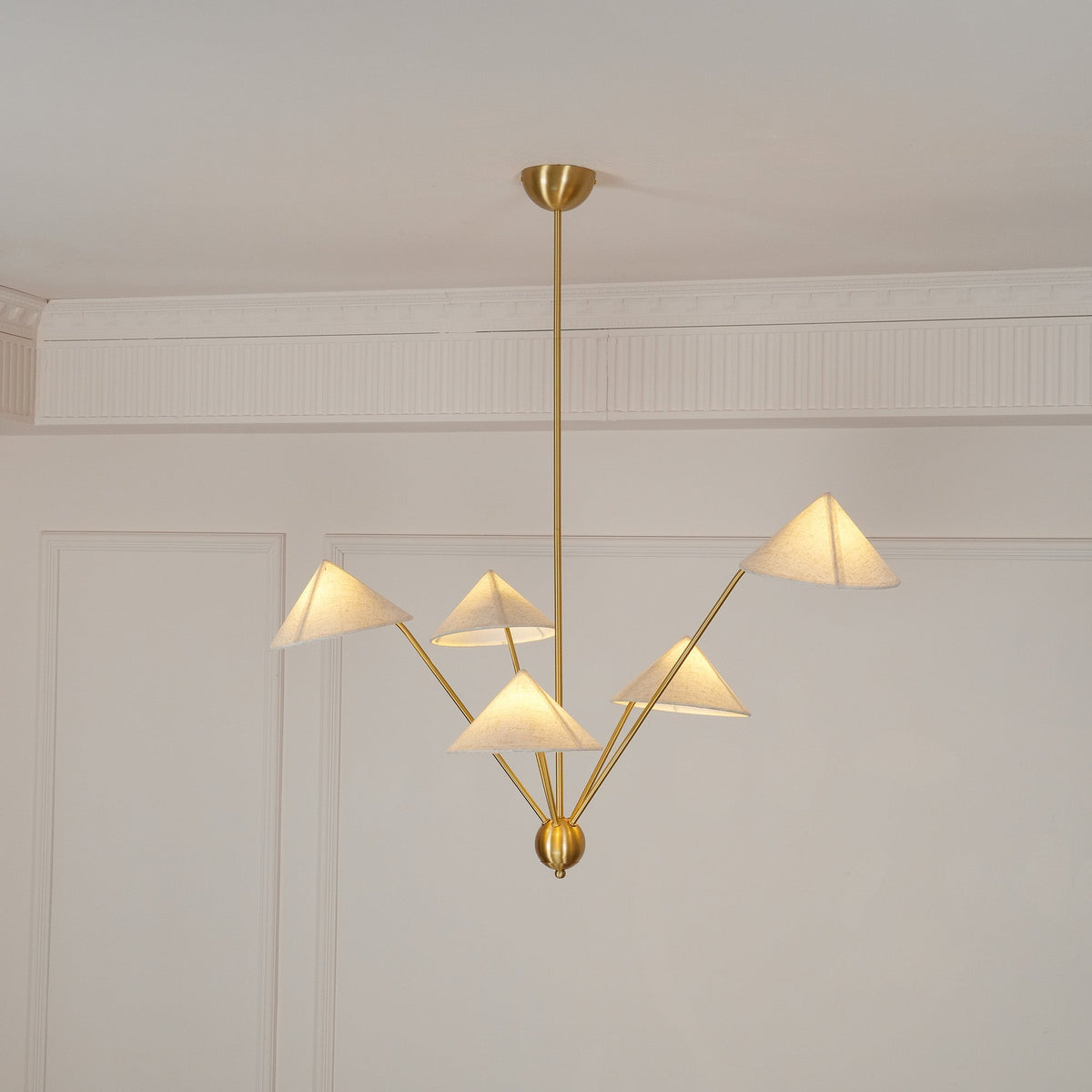 Oriisora Chandelier Brass Curved Beige