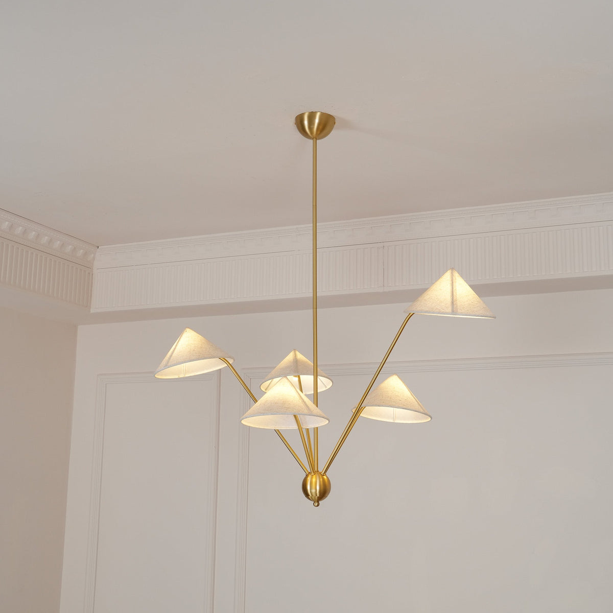 Oriisora Chandelier Brass Curved Beige