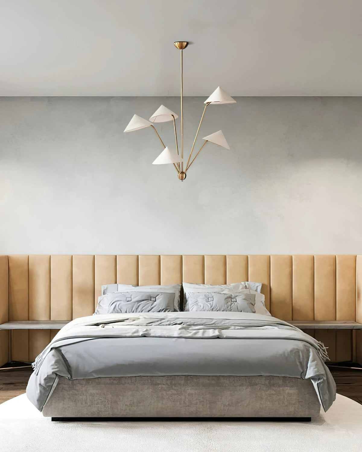 Oriisora Chandelier Brass Curved Beige