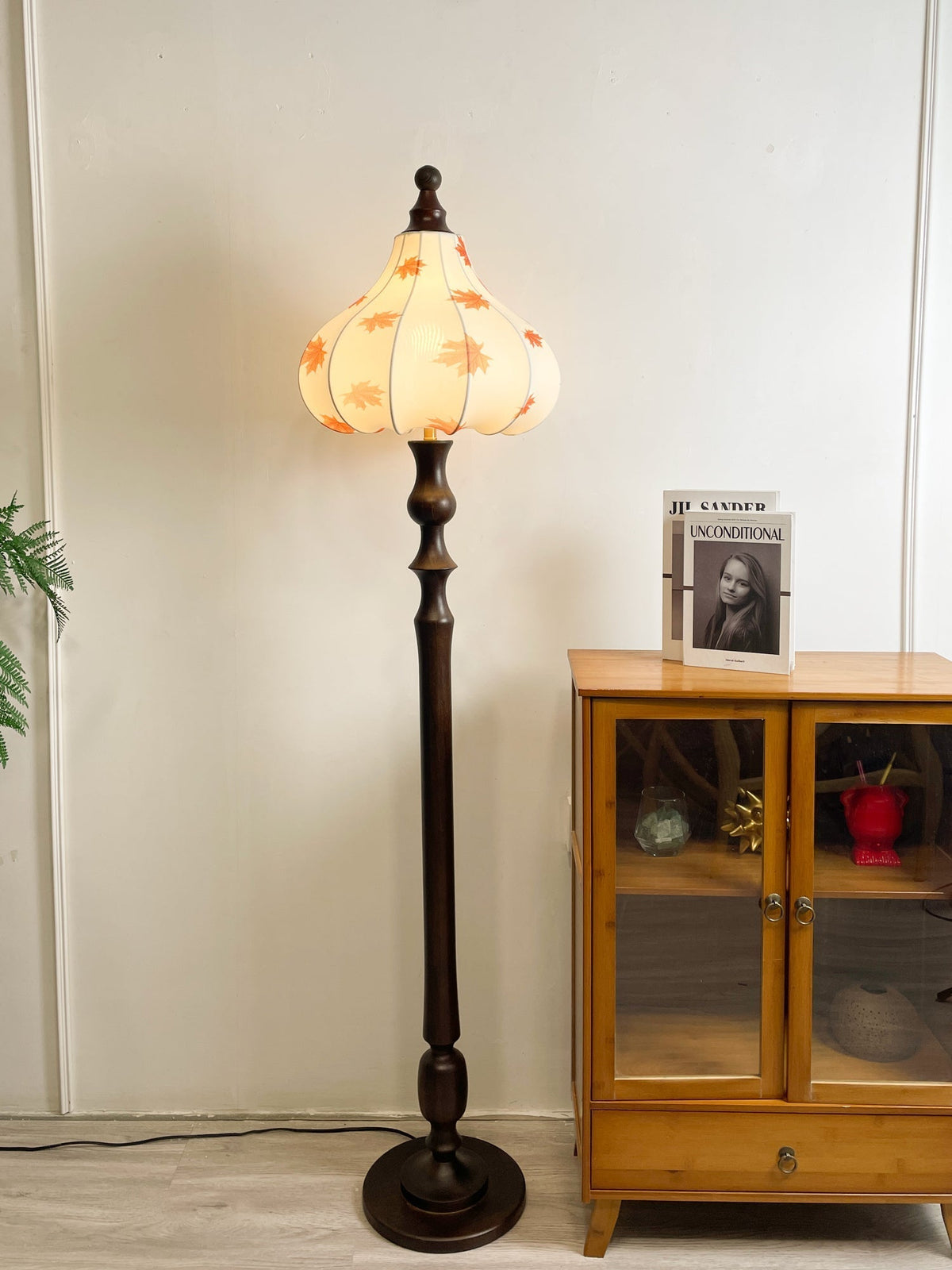Maplen Wood Fabric Vintage Floor Lamp