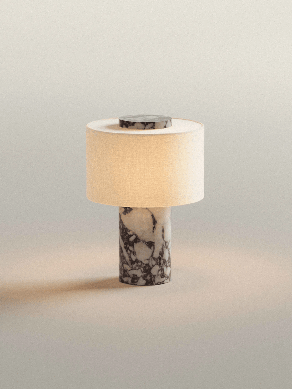 Kalvy Cylindrical  Travertine Marble Table Lamp
