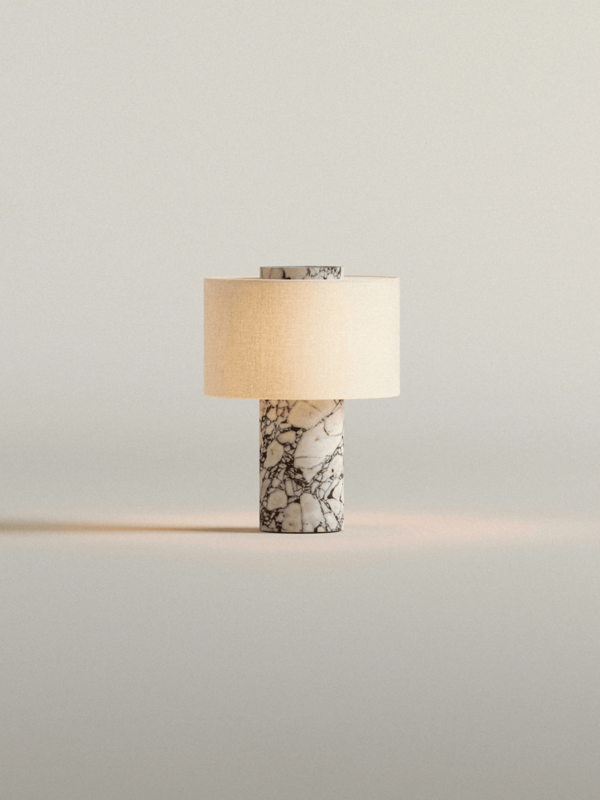 Kalvy Cylindrical  Travertine Marble Table Lamp