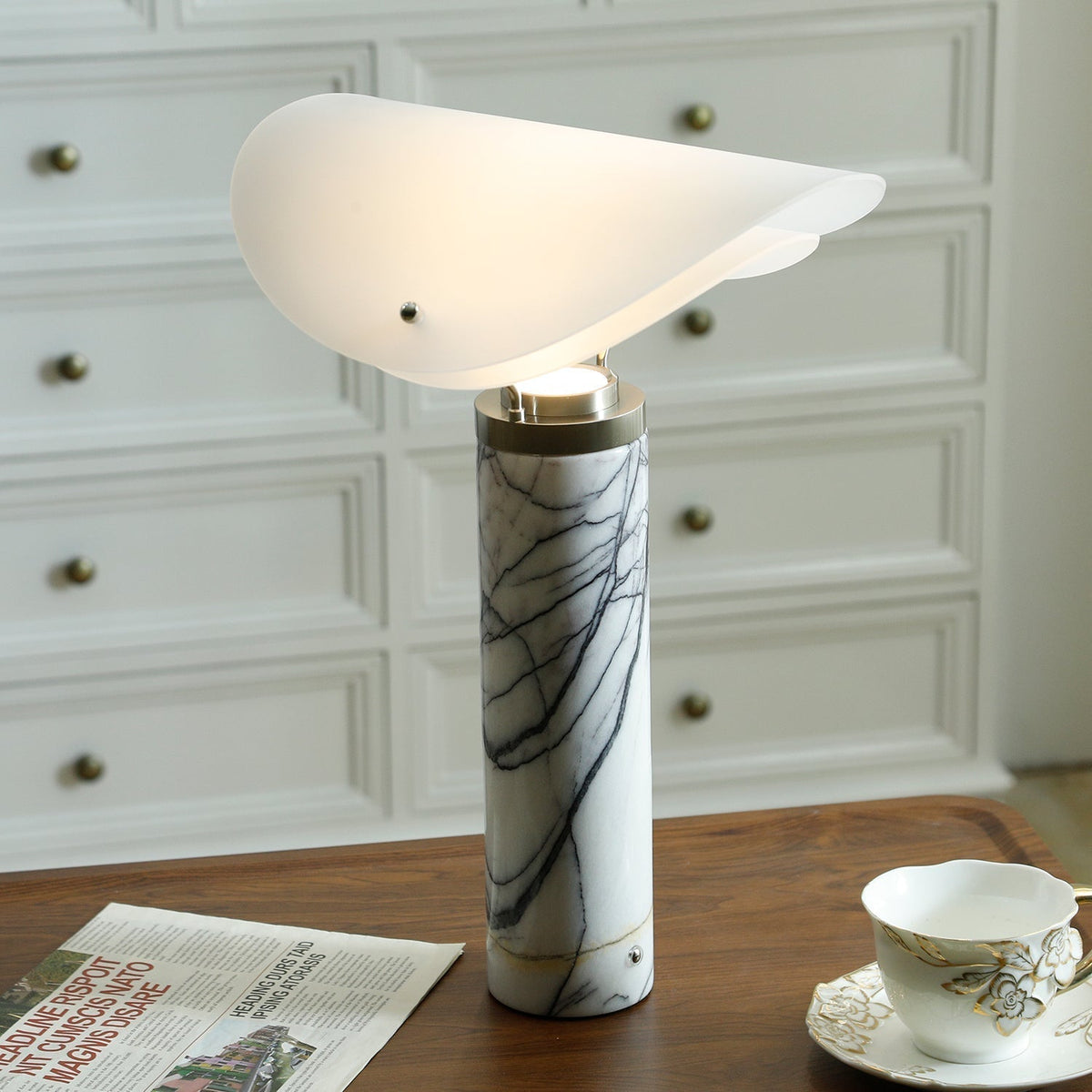 Inorielis Sculptural Travertine Table Lamp