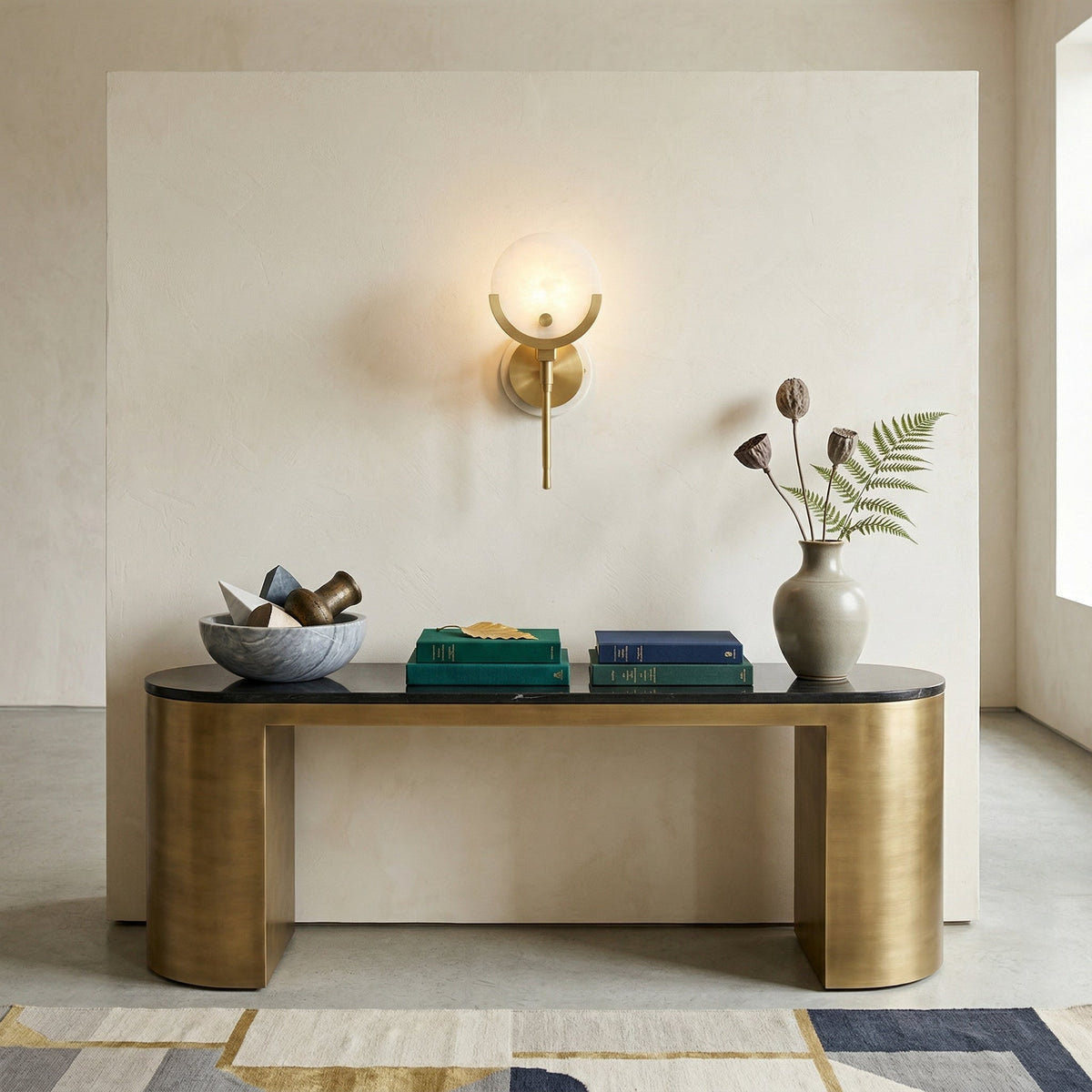 Keden Cradle Alabaster Globe Indoor Wall Light