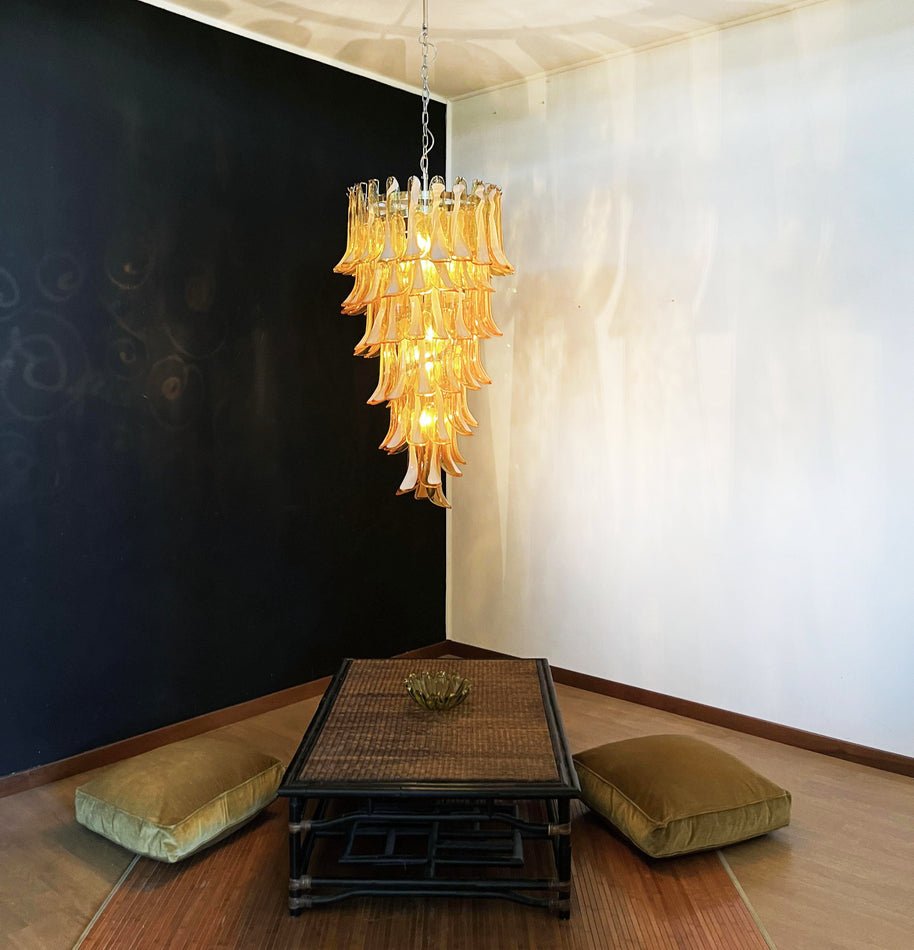 Eirinira Chandelier Gold Murano Glass Petals Layered Cascading