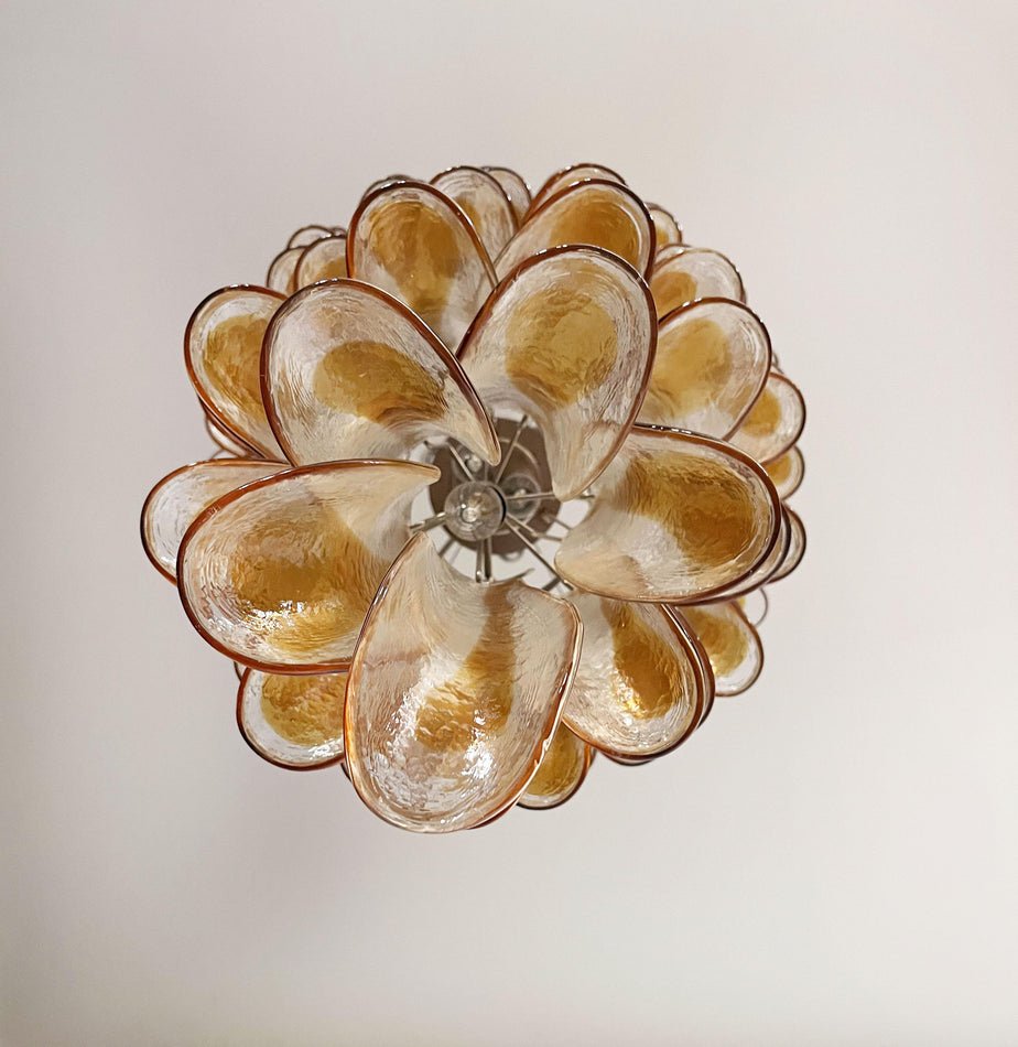 Eirinira Chandelier Gold Murano Glass Petals Layered Cascading