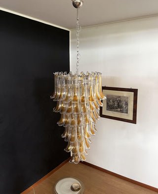 Eirinira Chandelier Gold Murano Glass Petals Layered Cascading