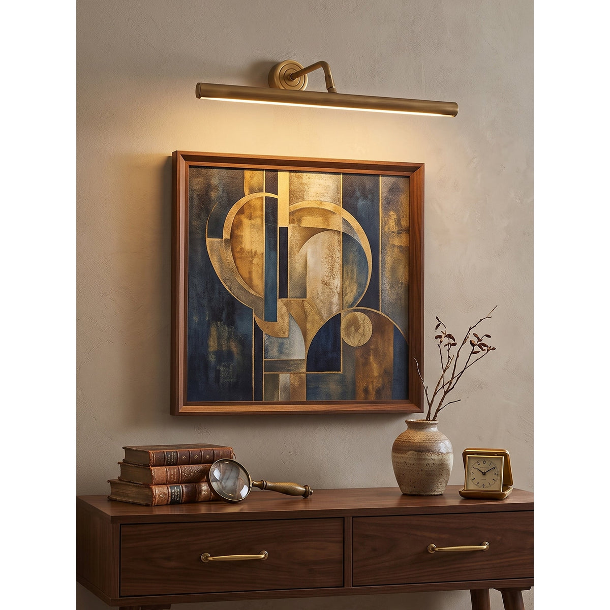 Kingswell Antique Brass Linear Wall Lamp