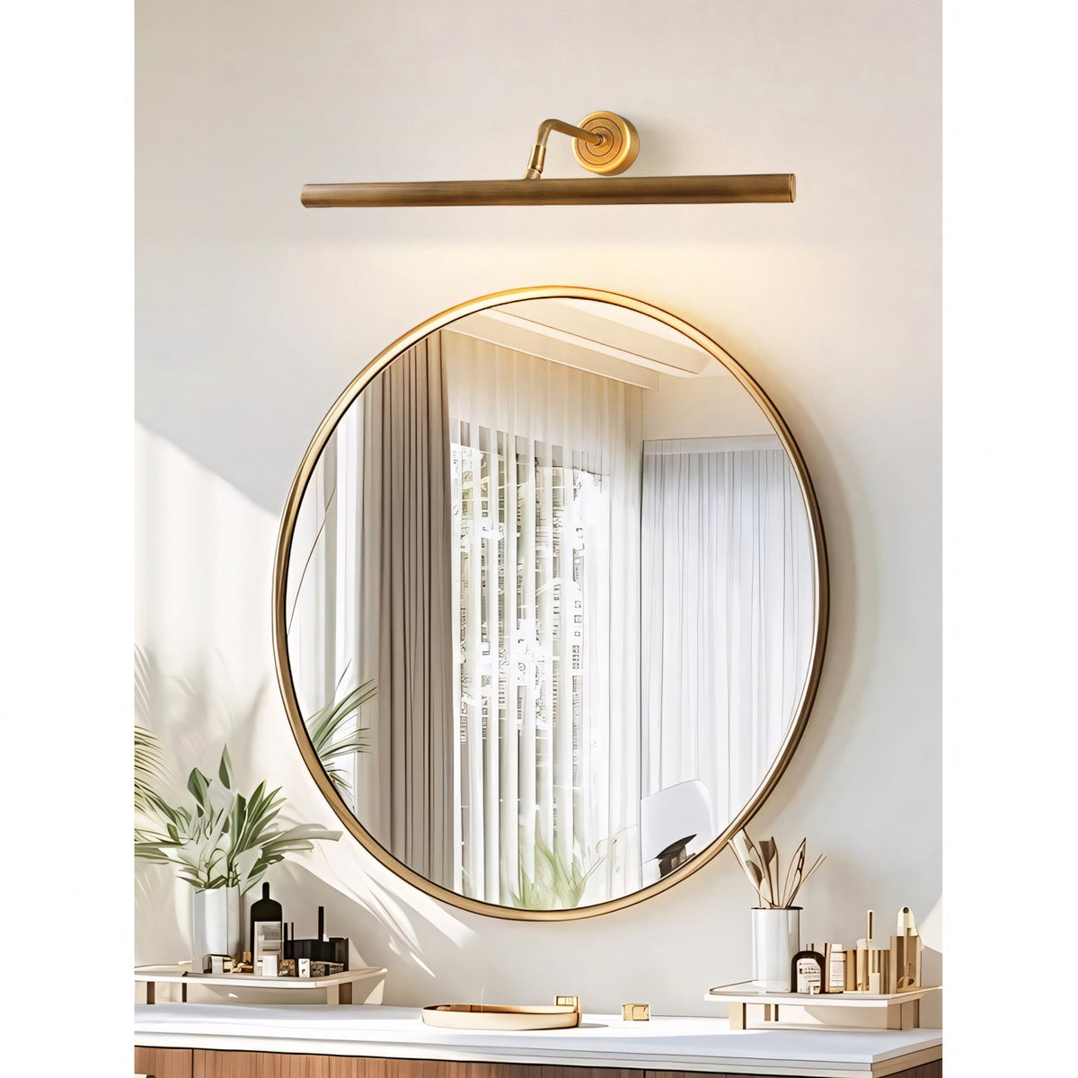 Kingswell Antique Brass Linear Wall Lamp