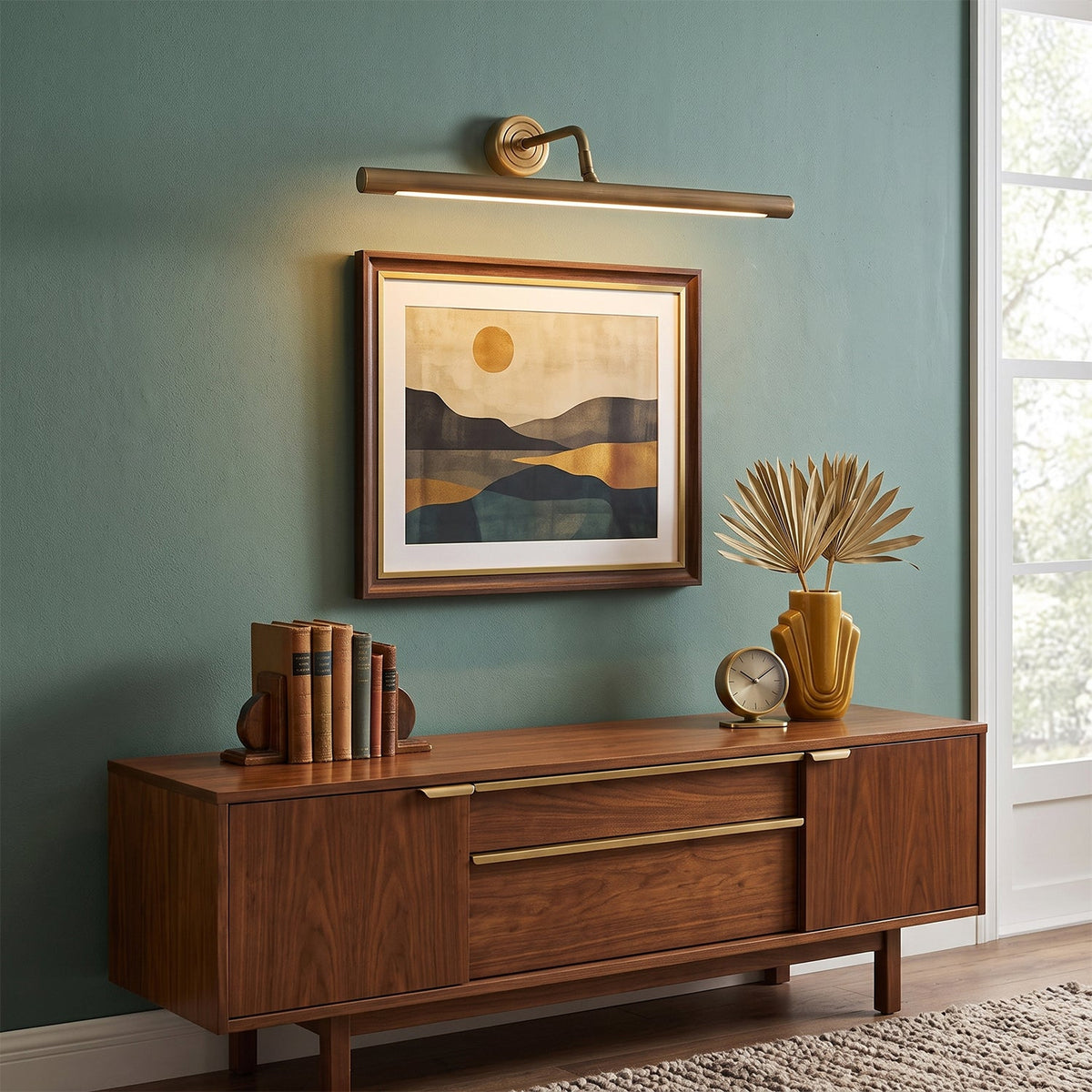Kingswell Antique Brass Linear Wall Lamp