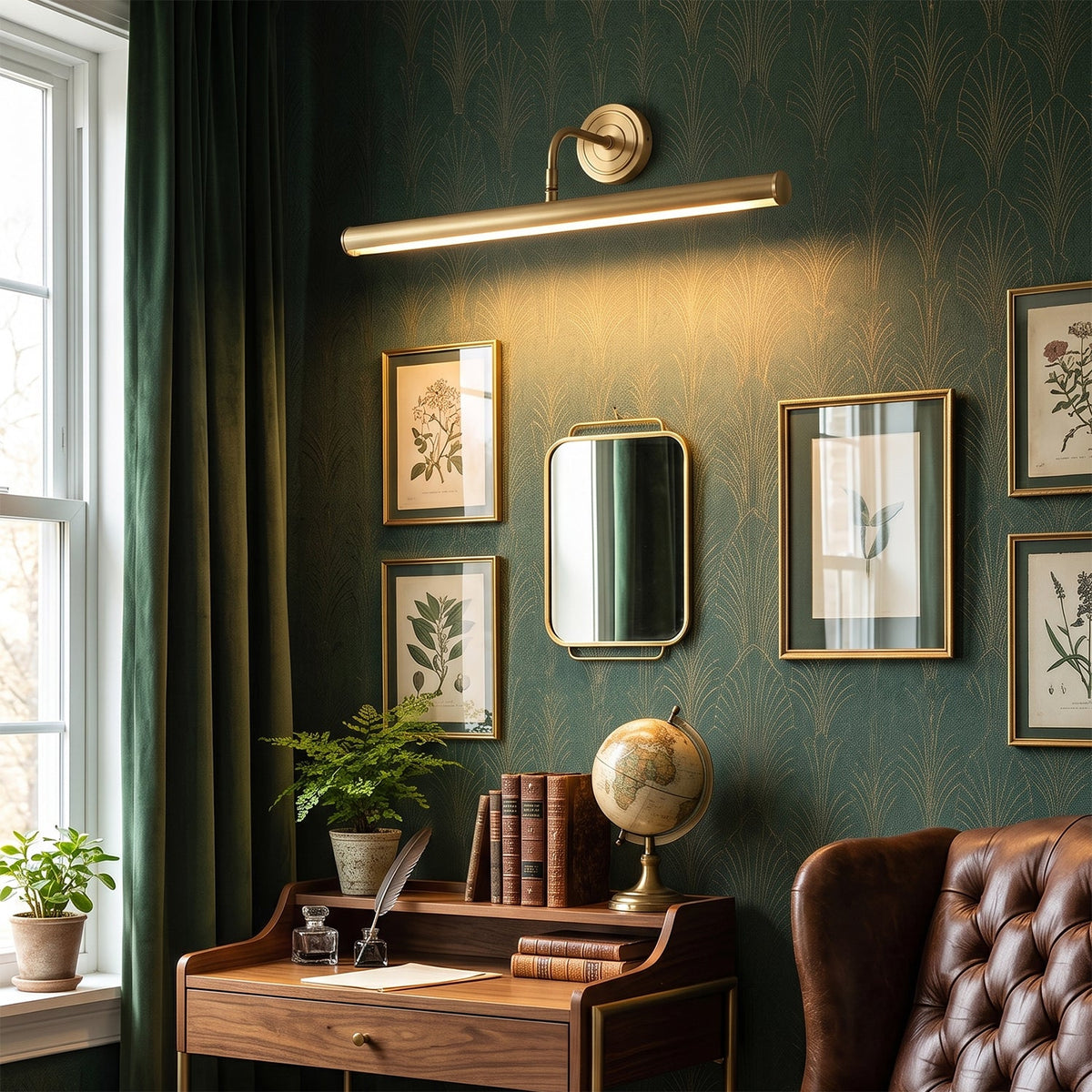 Kingswell Antique Brass Linear Wall Lamp