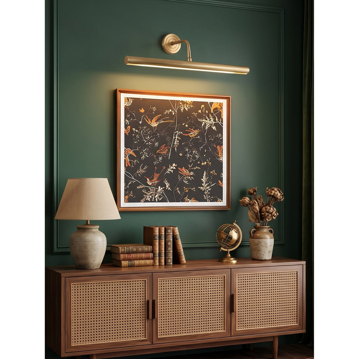 Kingswell Antique Brass Linear Wall Lamp