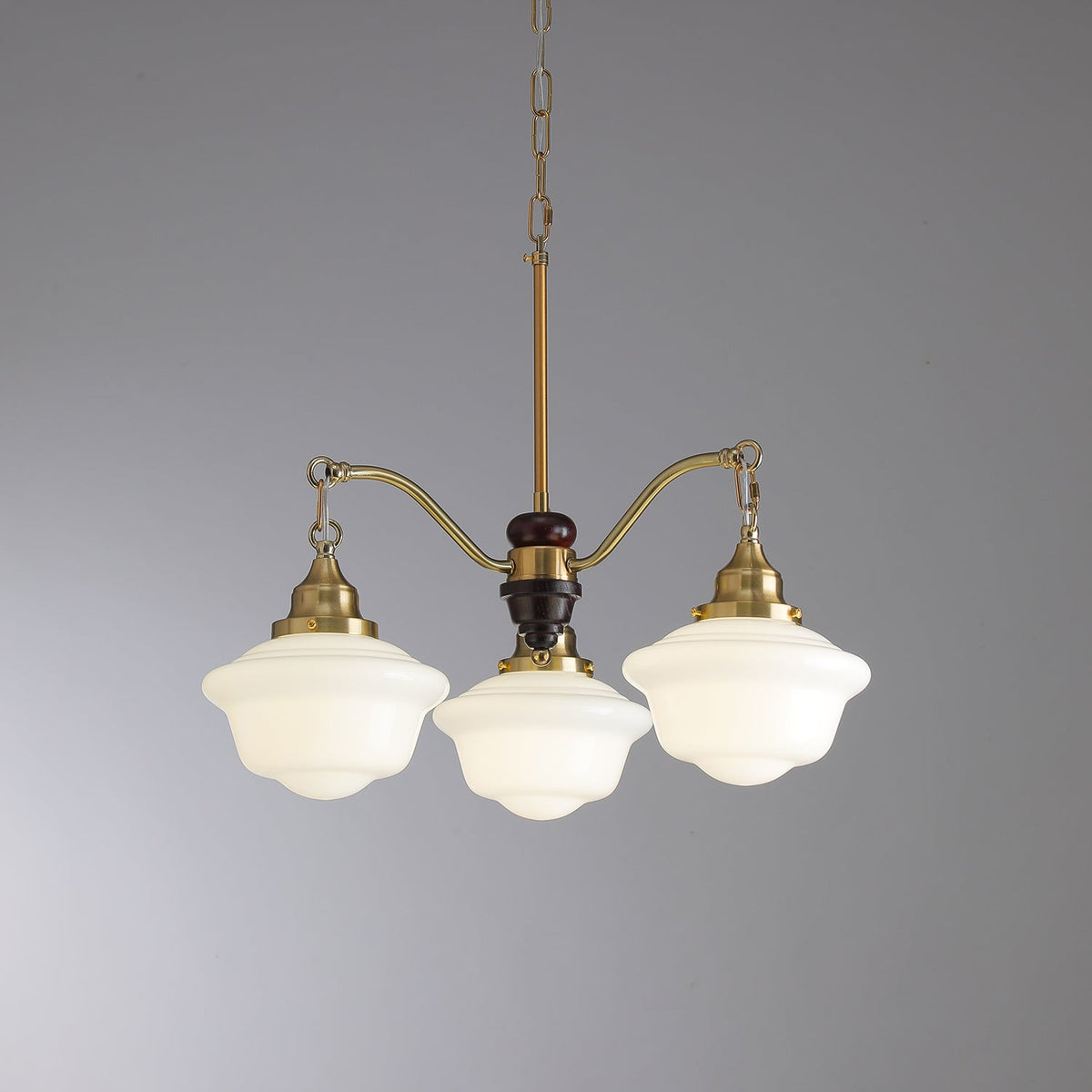 Syloira Chandelier Brass Wood Frosted Glass Classic