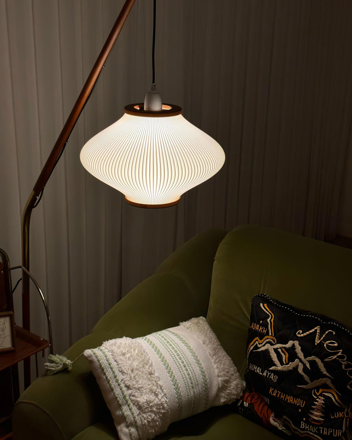 Ervenil Mid Century Wood & Glass Floor Lamp