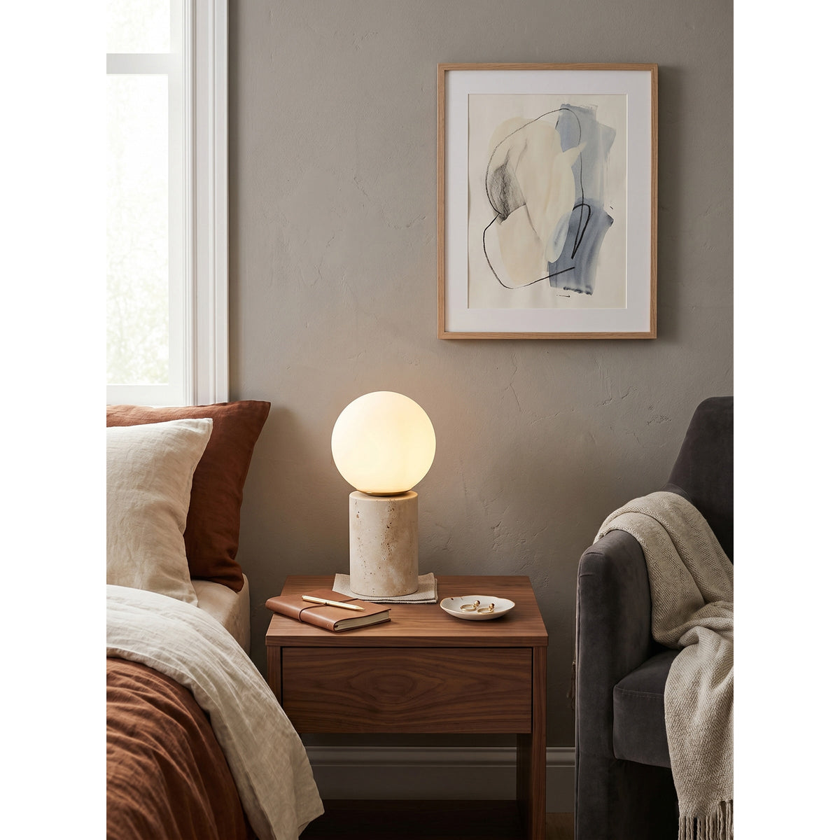 Norinise Stone Travertine Table Lamp