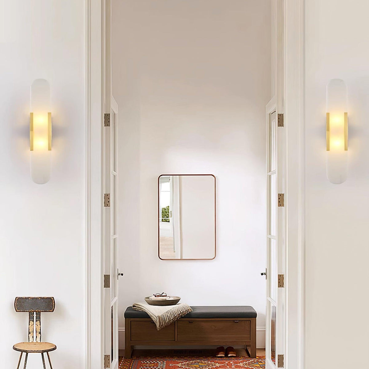 Bano Oblong Alabaster Plug Wall Light