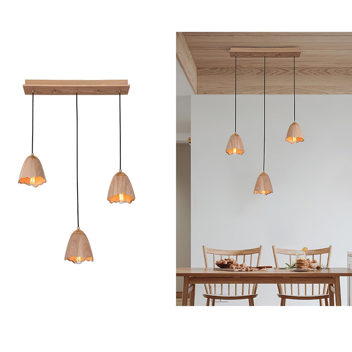 Sartin Modern Minimalist Bell Wood Pendant Lamp