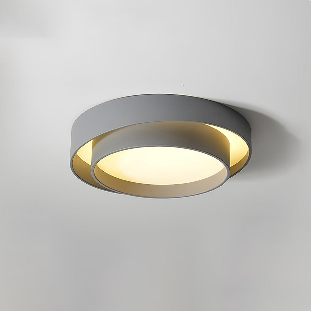 Cassia Ceiling Lamp Double Ring Gray & Black & White Cylinder Shape