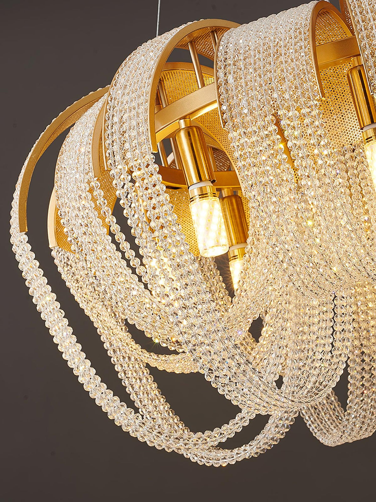 Siv Chandelier Mesh Crystal Gold Waterfall Sparkle
