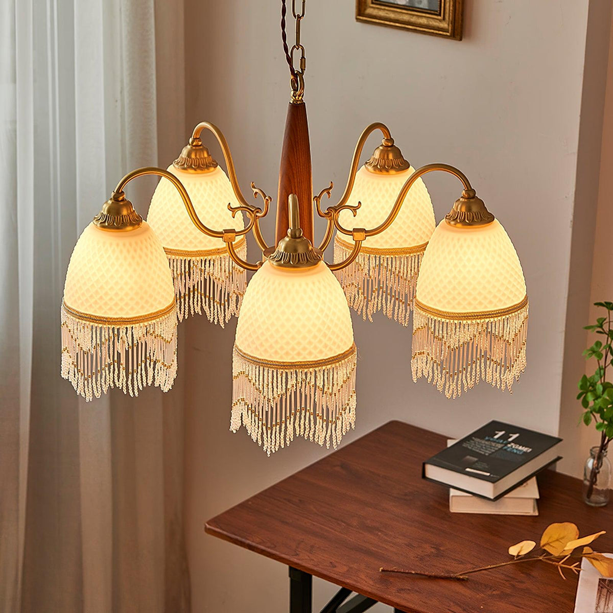 Yave Chandelier Tassel Glass Vintage