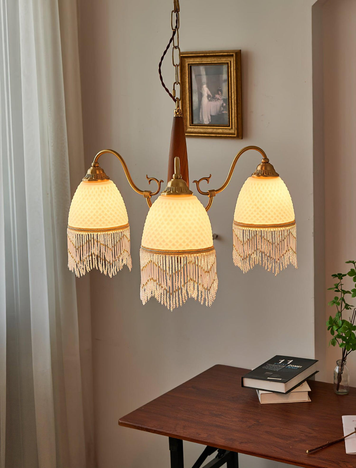 Yave Chandelier Tassel Glass Vintage