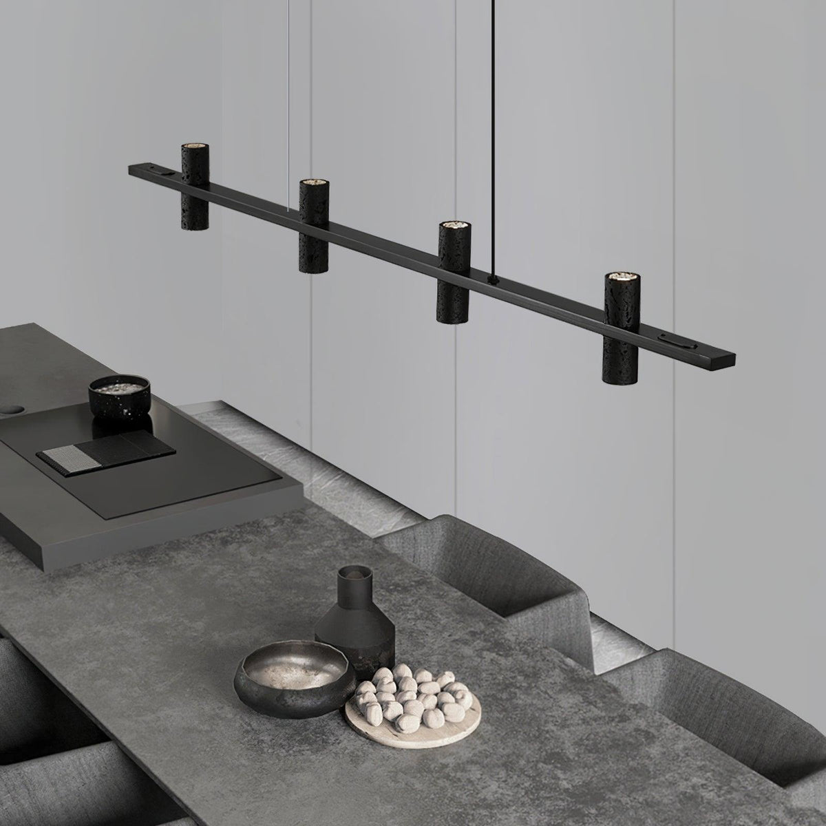 Nernis Pendant Lamp Parallel  Black Travertine  Minimalist Linear