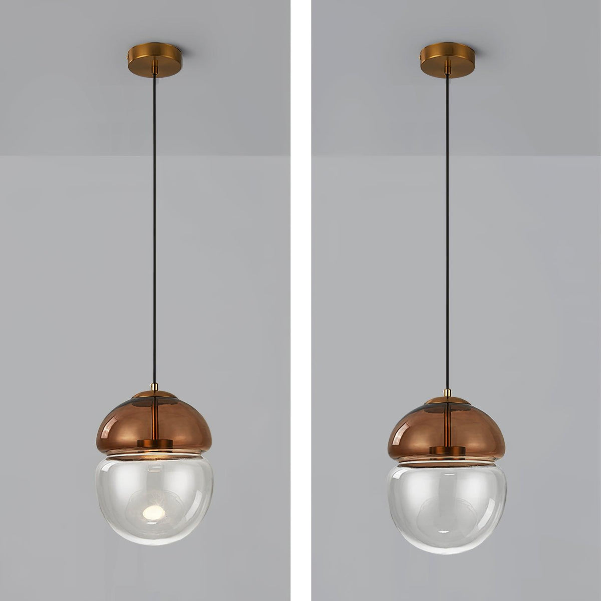 Aged Modern Minimalist Dome Glass Pendant Light