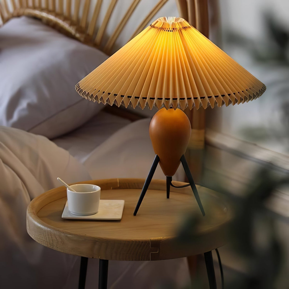 Elyse Wood & Fabric Retro Table Lamp