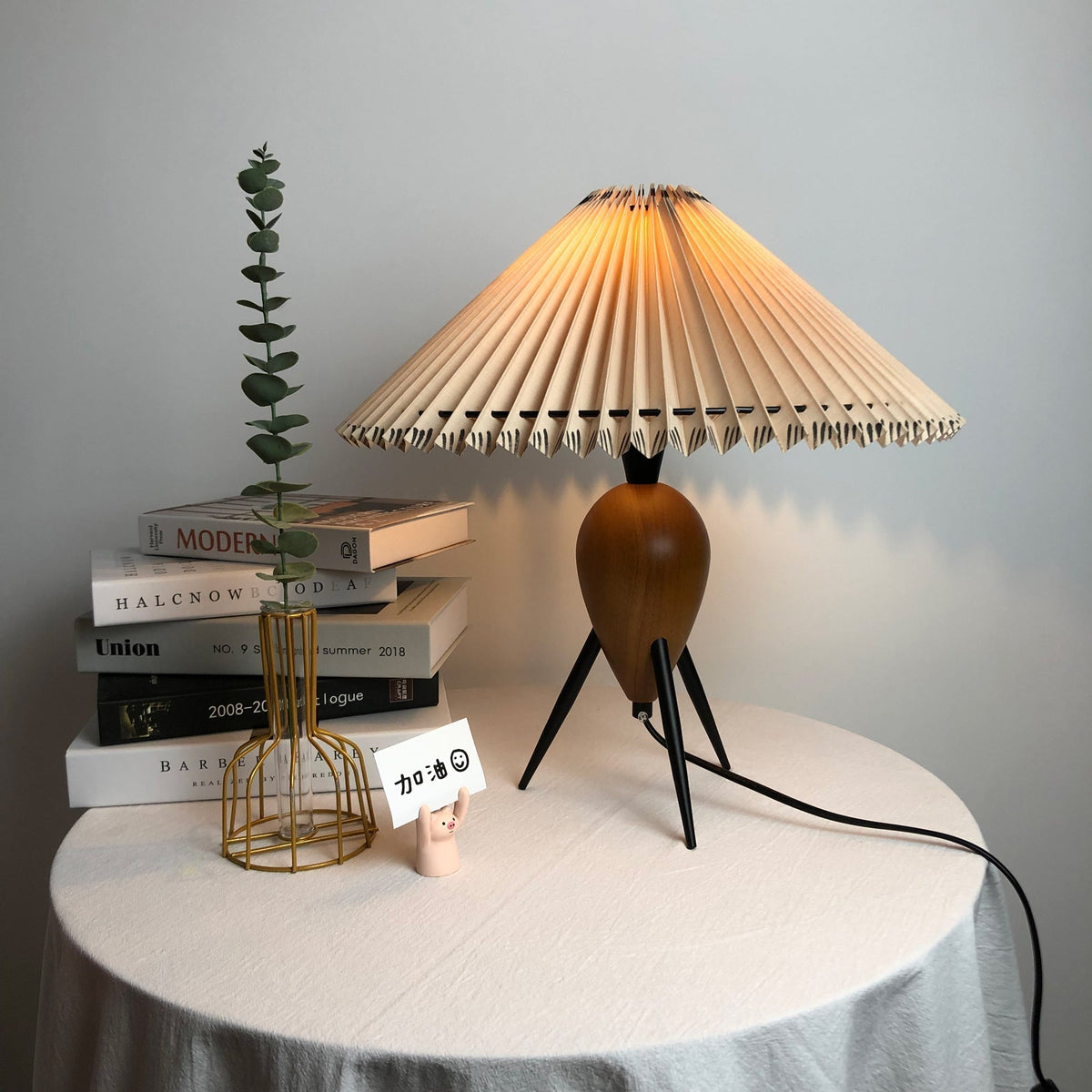 Elyse Wood & Fabric Retro Table Lamp