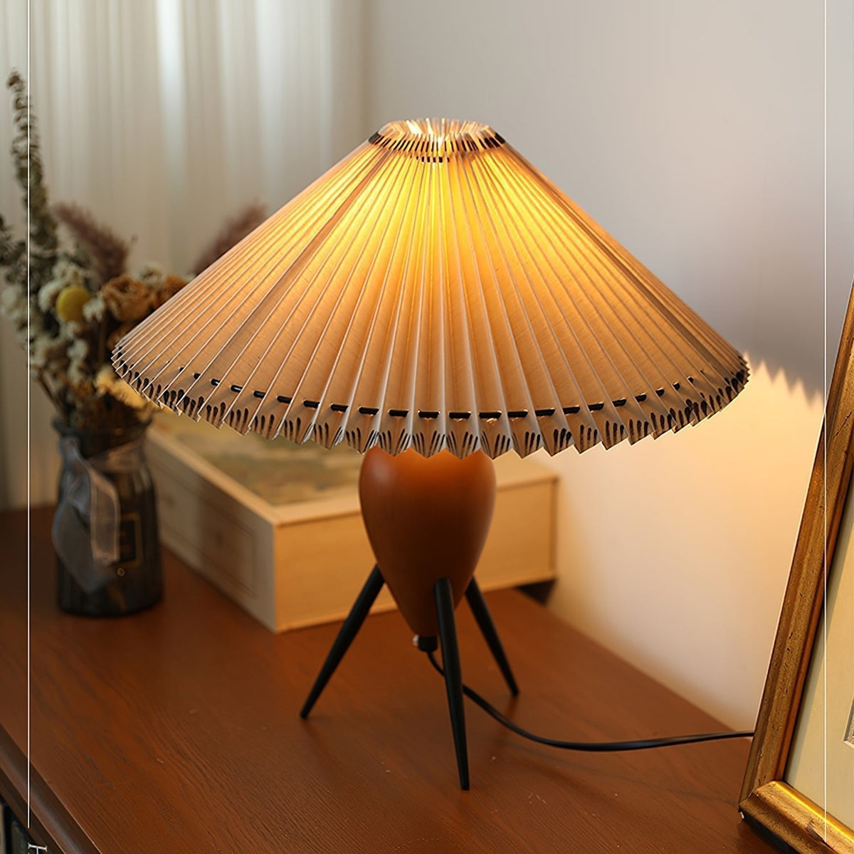 Elyse Wood & Fabric Retro Table Lamp