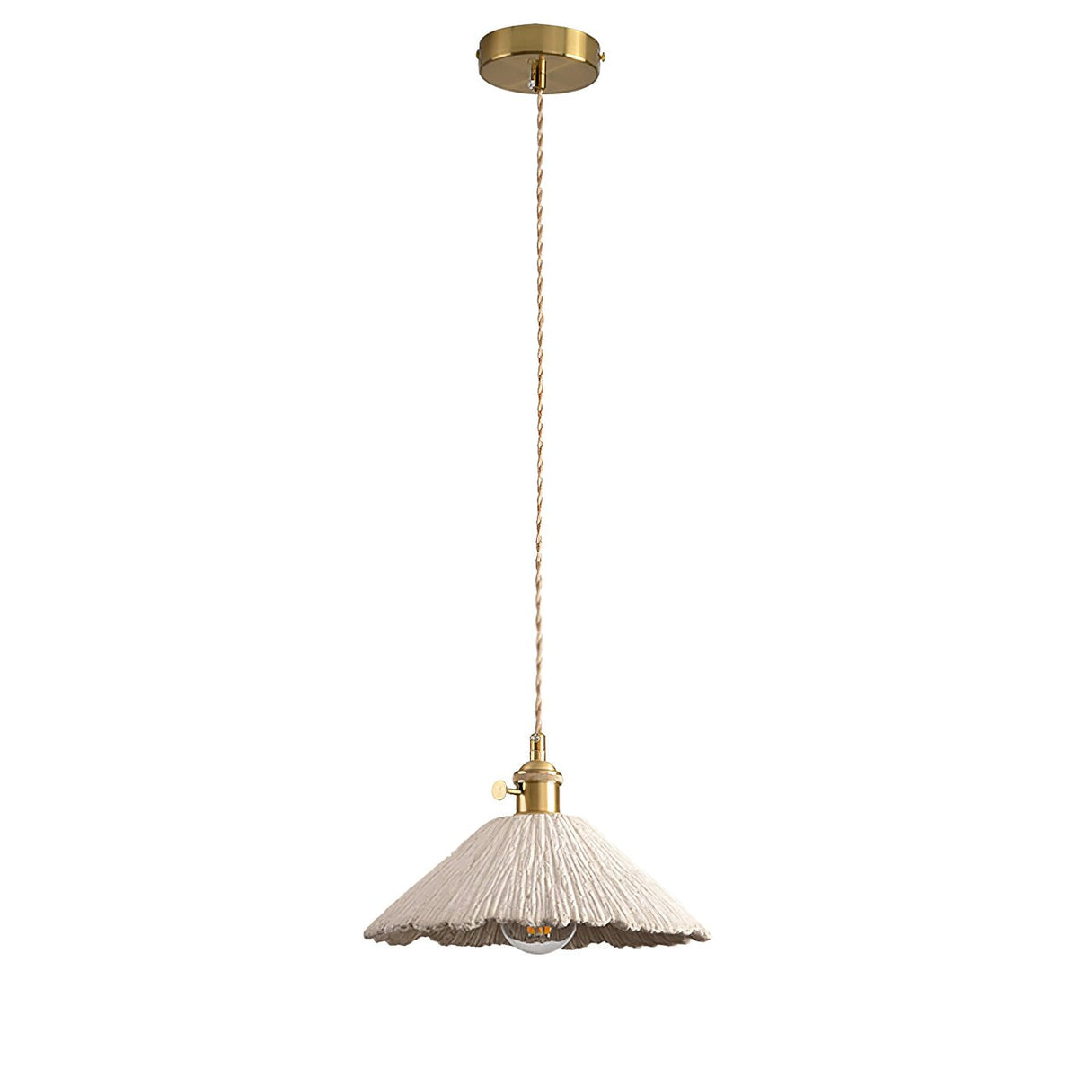 Microcement Pendant Lamp Adjustable Fabric Shade