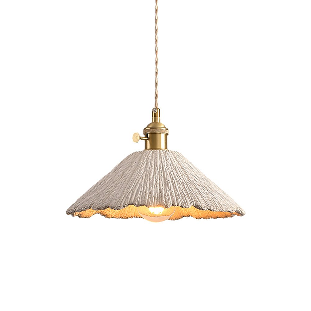 Microcement Pendant Lamp Adjustable Fabric Shade