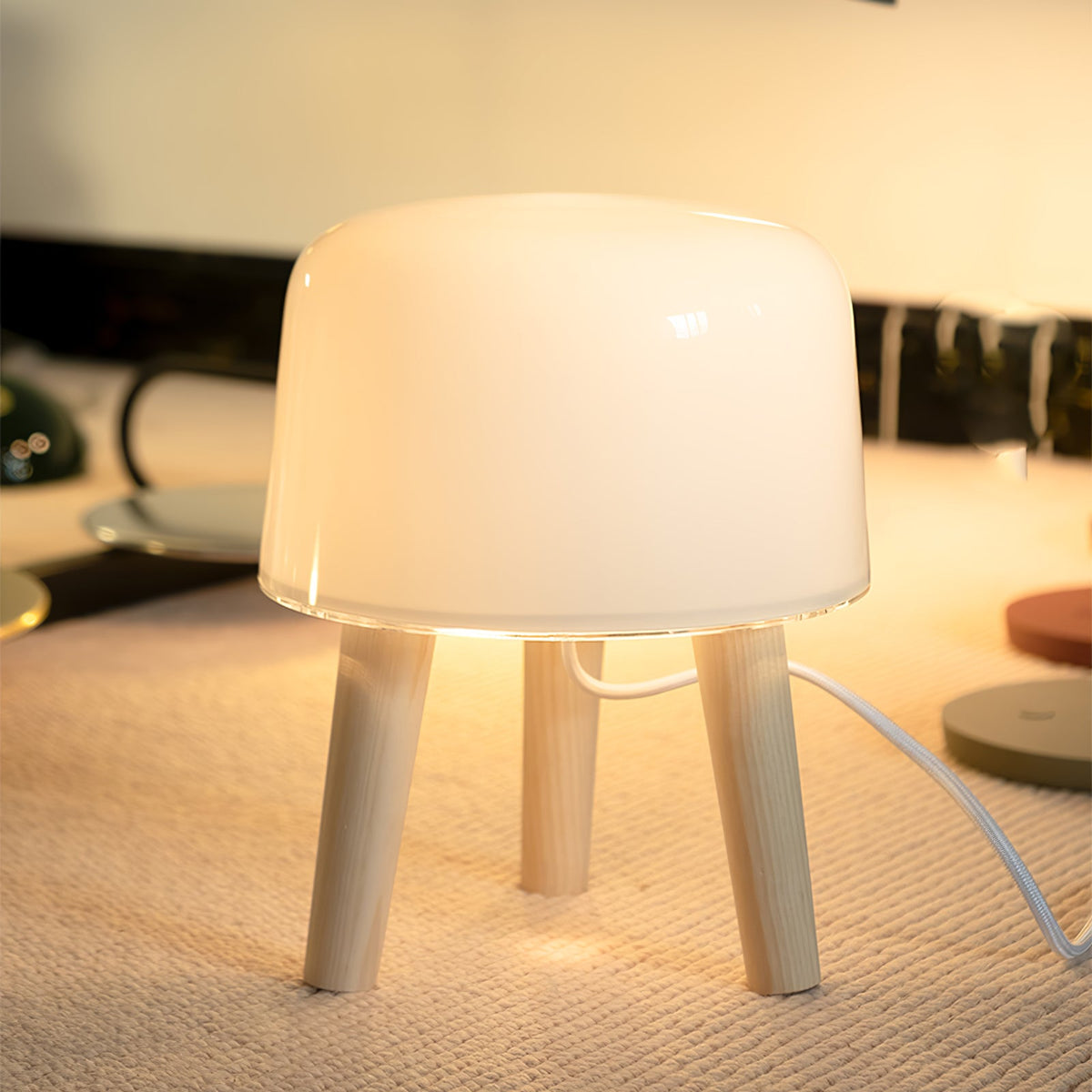 GlowPod Wood Milk Table Lamp