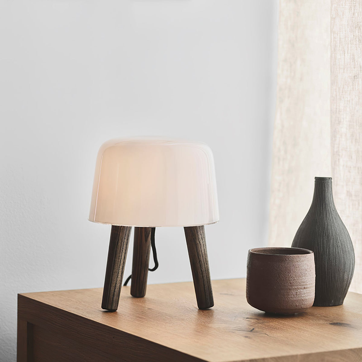 GlowPod Wood Milk Table Lamp