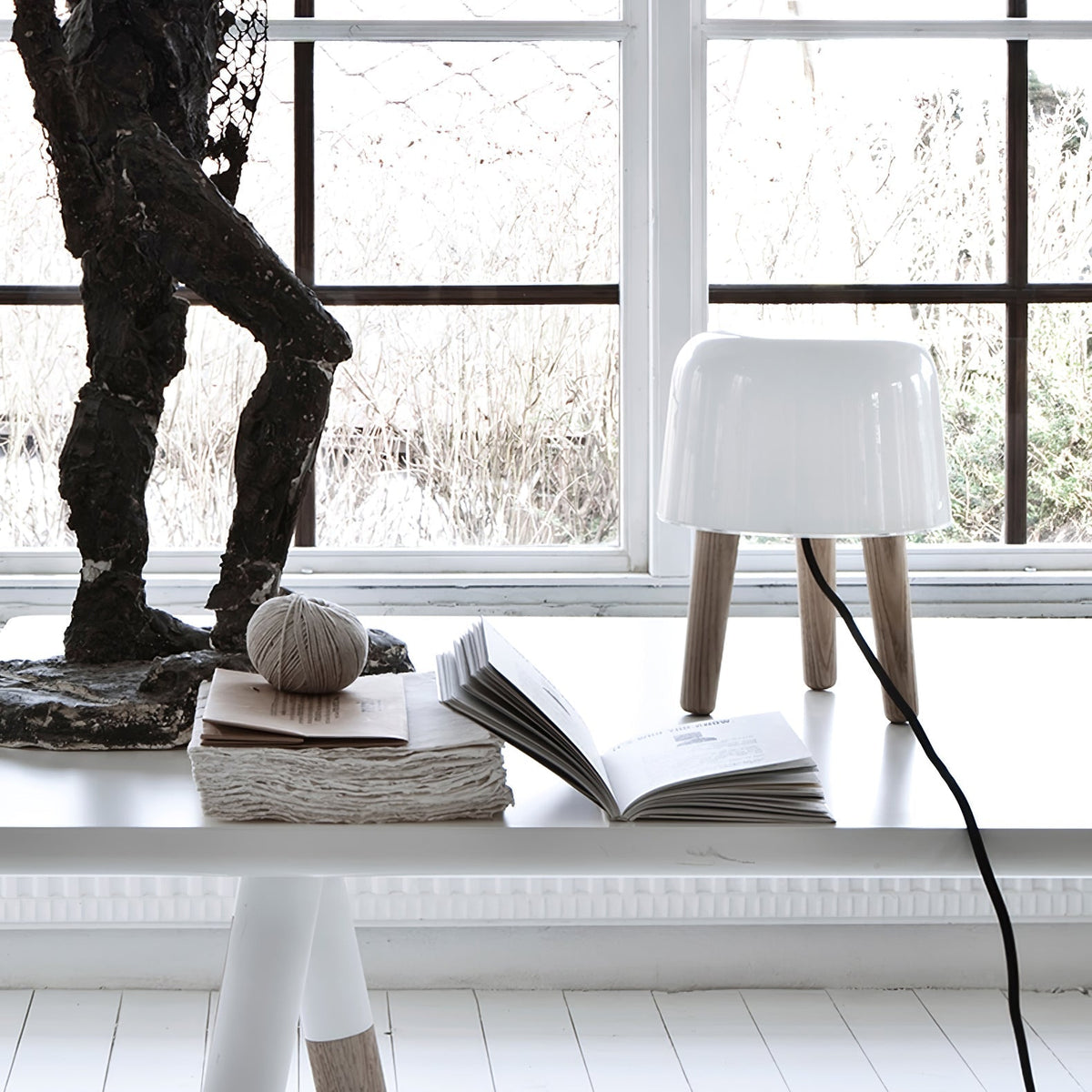 GlowPod Wood Milk Table Lamp
