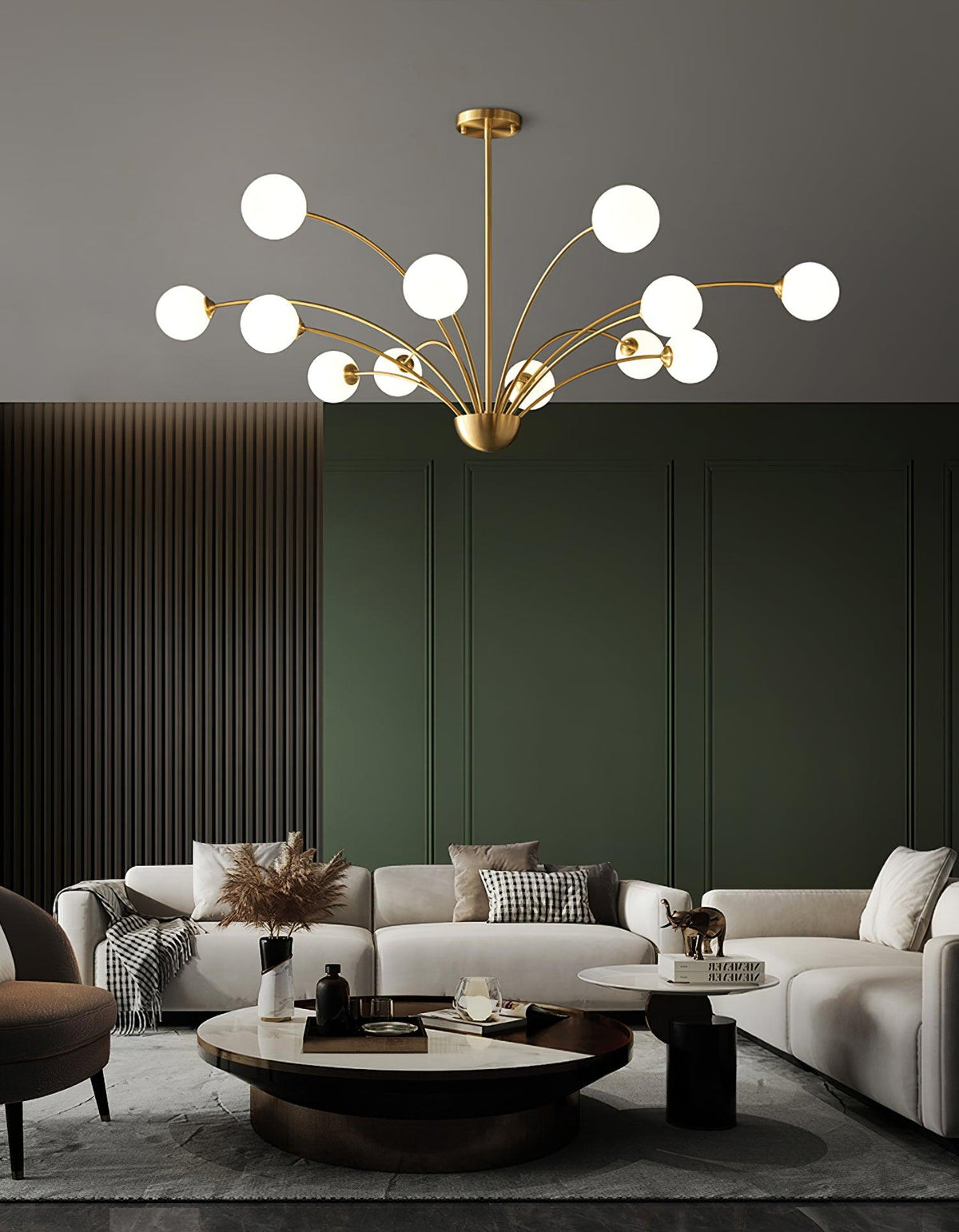 Ralem Chandelier Curved Arms Brass