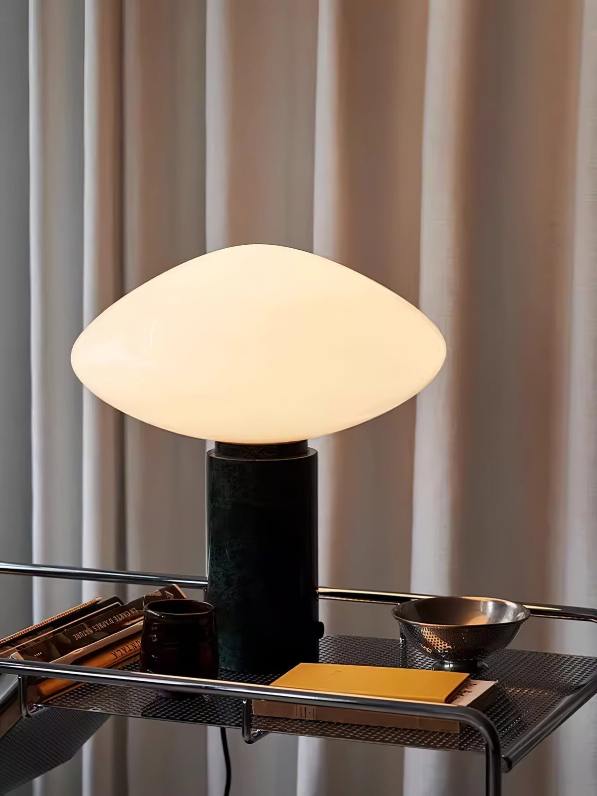 Lioralira Table Lamp with Glass Shade and Green Marble Base