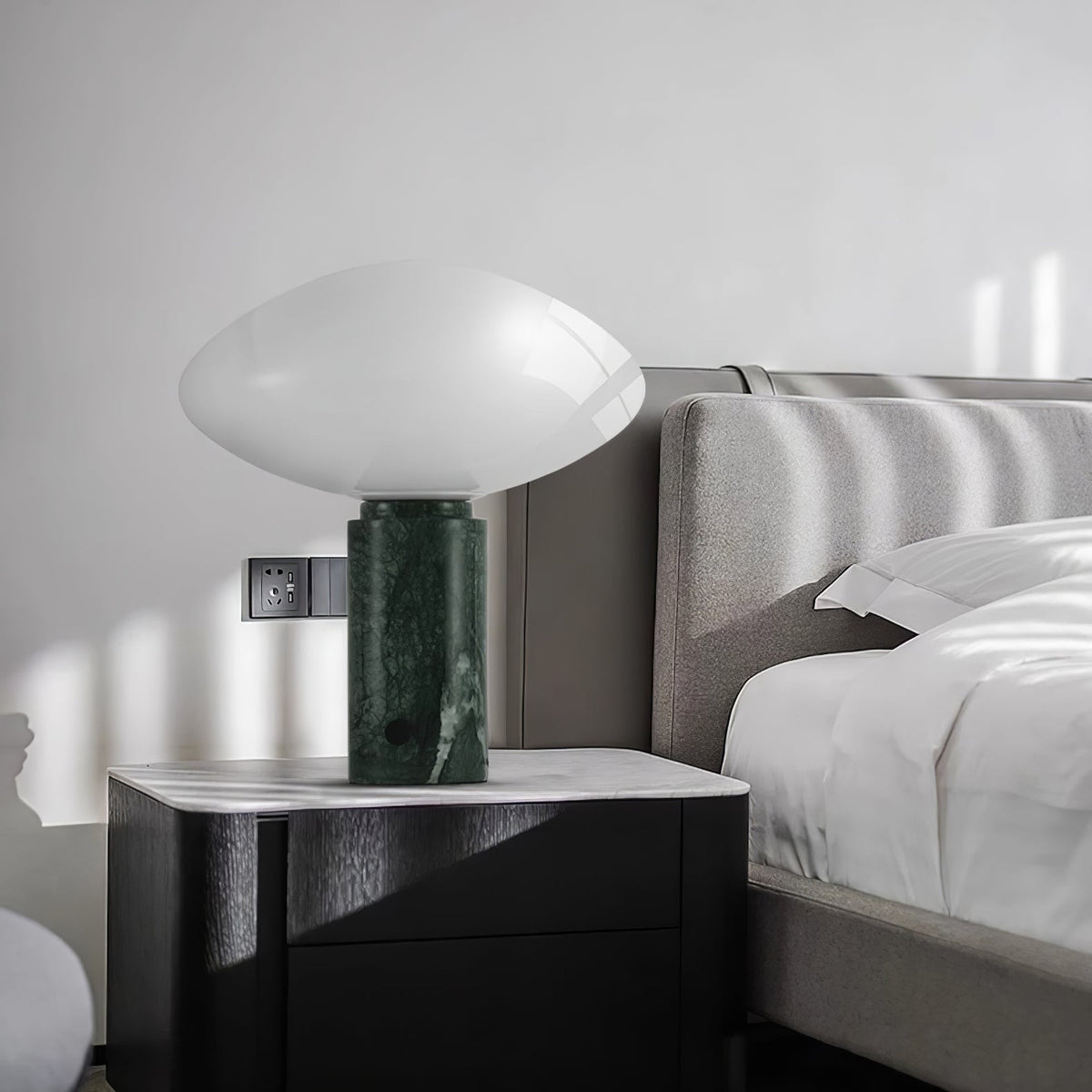 Lioralira Table Lamp with Glass Shade and Green Marble Base
