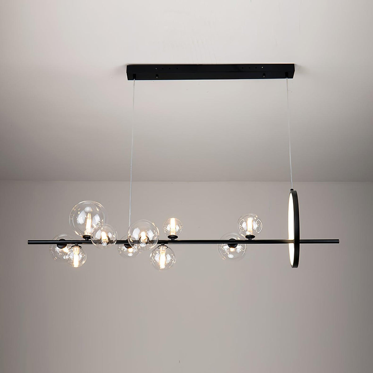 Edvane Chandelier Glass Bubble Nordic Black LED